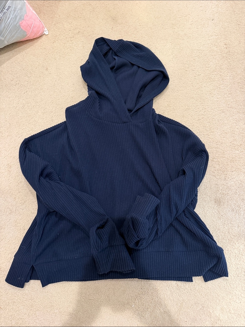ALO Yoga Navy Ribbed Hoodie Sweatshirt
